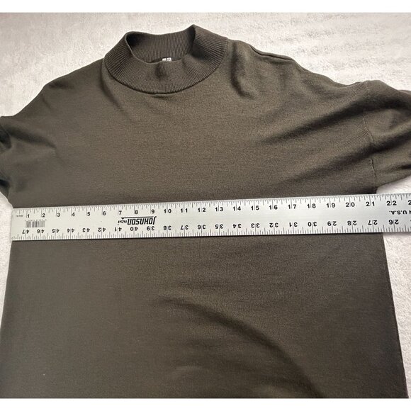 Uniqlo Women's Wool Mock Neck Sweater Olive Green Medium Pullover Long Sleeve - Picture 8 of 8